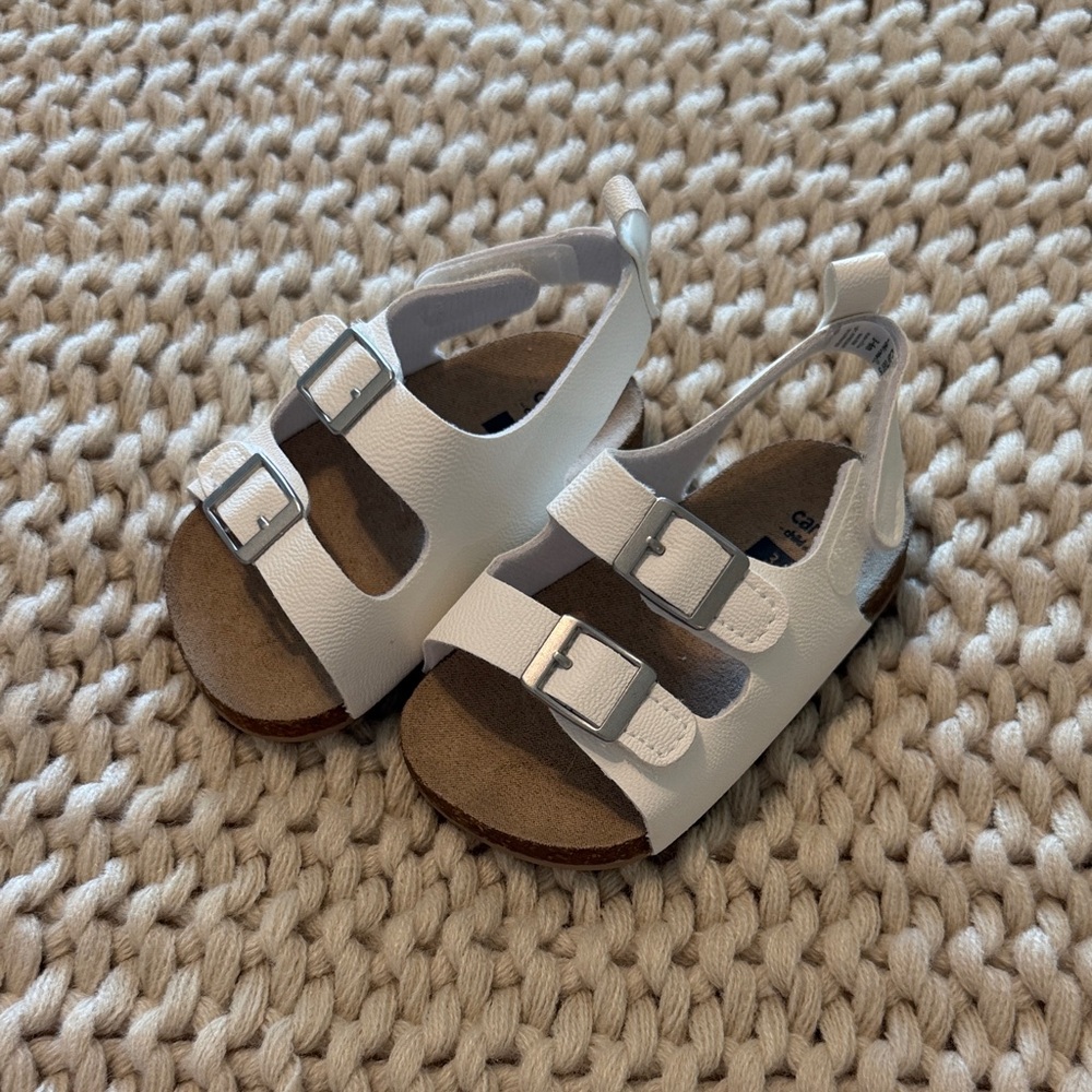 Carter's White Double-Buckle Kids Sandals